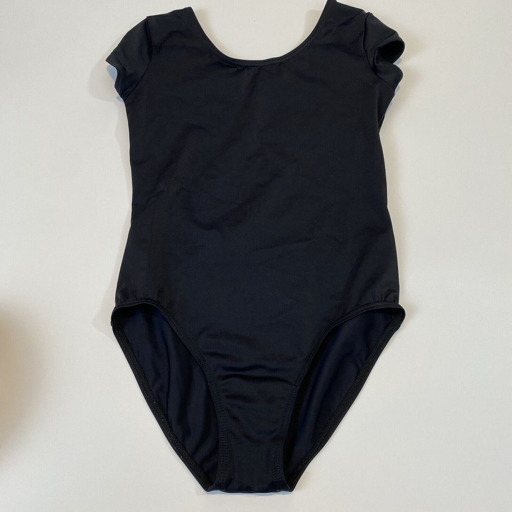 Weismann Dance Girls Black Leotard; Medium Short Sleeve